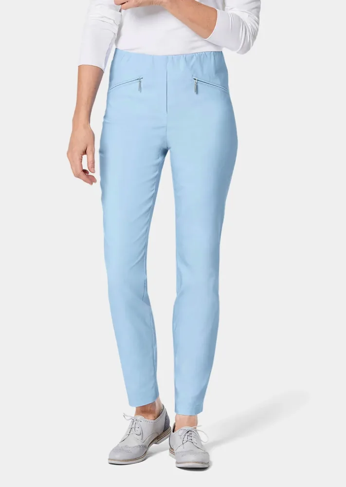Bengalinhose LOUISA mit Reissverschlusstaschen - hellblau - Gr. 27 von Goldner Fashion