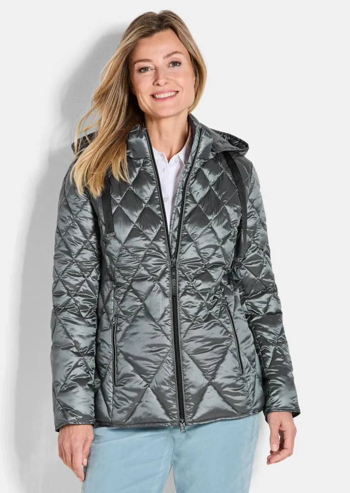 Steppjacke mit Rautenmuster - graugrün - Gr. 20 von Goldner Fashion
