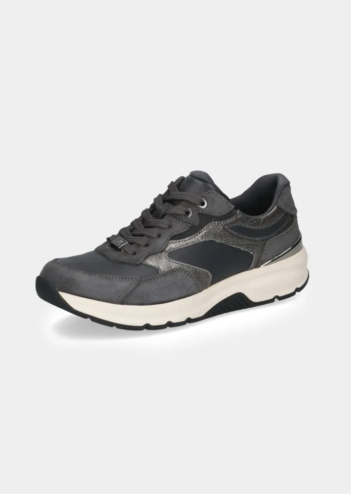 Sneaker aus Rau- und Glattleder mit Dämpfung - grau - Gr. 37 von Goldner Fashion