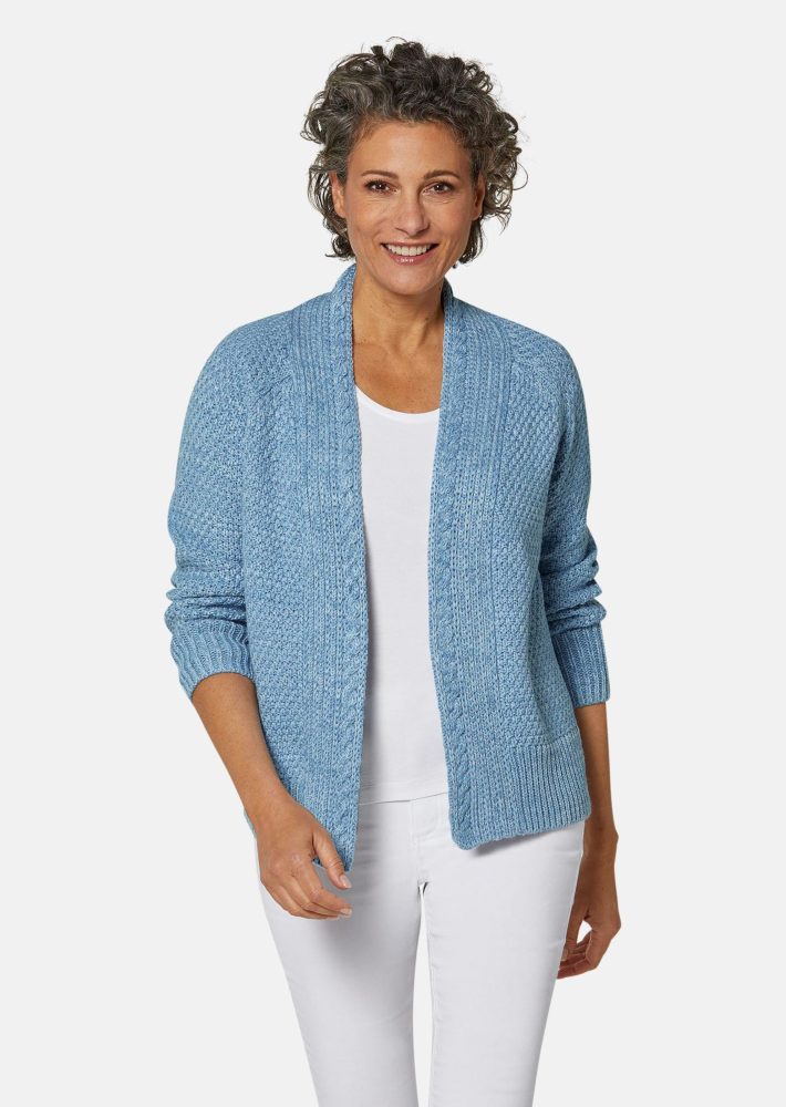 Zeitlose Strickjacke in Grobstrick - blau / méliert - Gr. 19 von Goldner Fashion