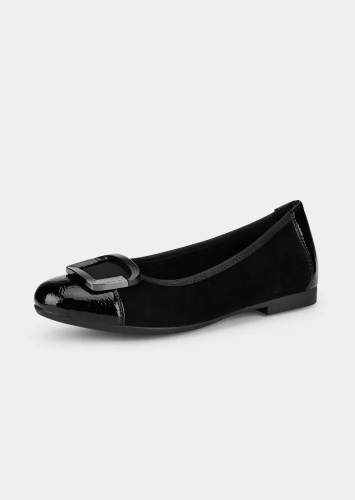 Ballerina mit edler Schmuckschnalle - schwarz - Gr. 37 von Goldner Fashion