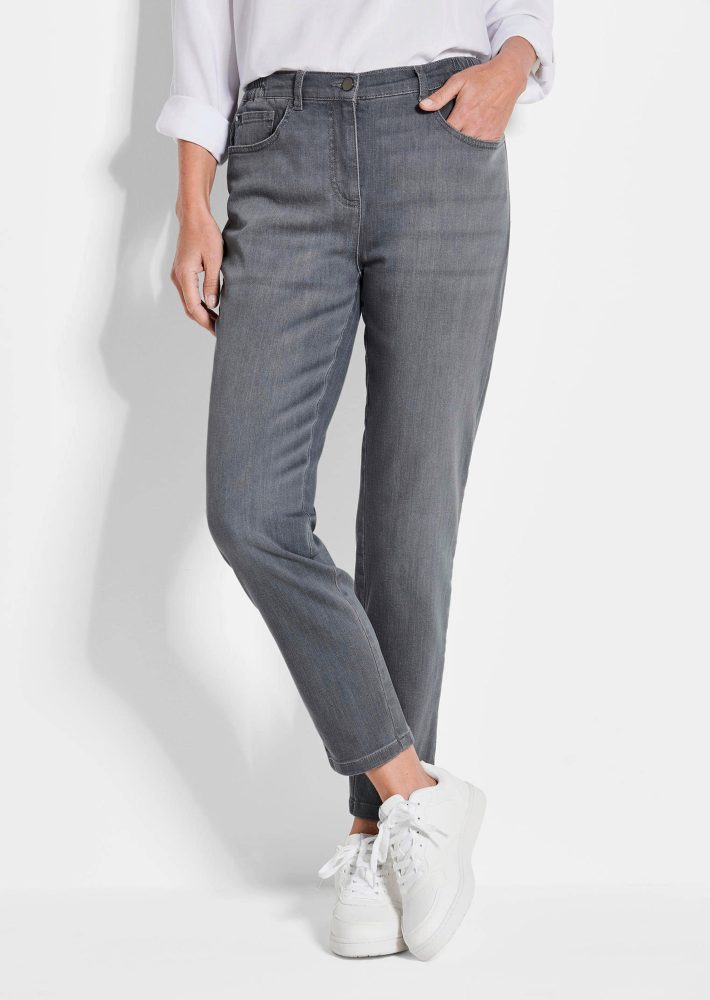 7/8-Jeans BELLA mit Strasssteinen - grau - Gr. 22 von Goldner Fashion
