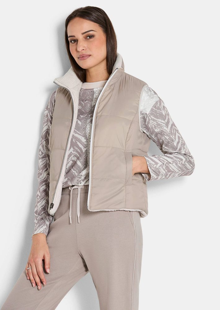 Wendeweste mit Strick- und Steppseite - beige - Gr. 42 von Goldner Fashion