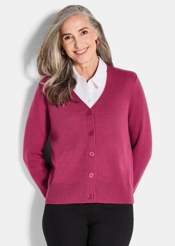 Cardigan mit grossen Knöpfen - pink - Gr. 24 von Goldner Fashion