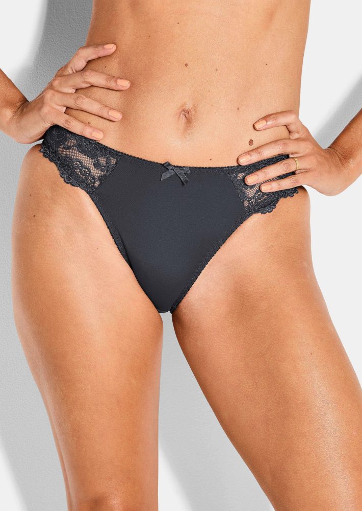 Hüftslip aus femininer Spitze - anthrazit - Gr. 38 von Goldner Fashion