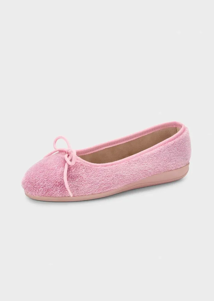 Ballerina-Hausschuhe mit Schleife - rosé - Gr. 38 von Goldner Fashion