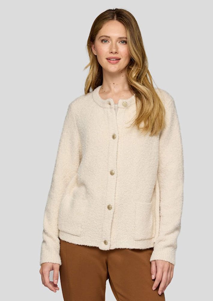 Strickjacke in Bouclé-Optik - cremeweiss - Gr. 42 von Goldner Fashion