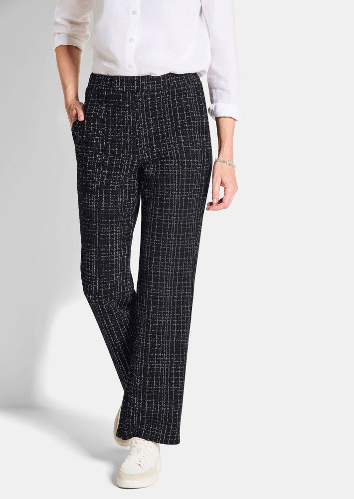 Jerseyhose VERA in Tweed-Optik - schwarz / gemustert - Gr. 20 von Goldner Fashion