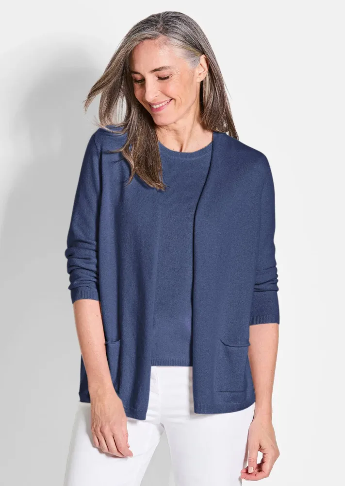 Kaschmir-Longstrickjacke - marine - Gr. 21 von Goldner Fashion