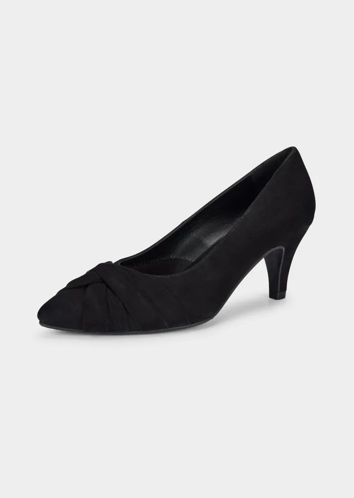 Pumps aus Leder mit Zierknoten - schwarz - Gr. 38 von Goldner Fashion