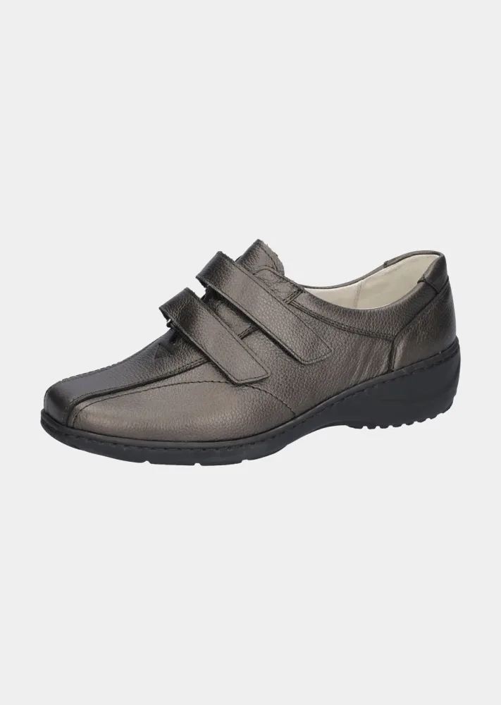 Halbschuhe mit verstellbarem Klettverschluss - anthrazit - Gr. 37 von Goldner Fashion