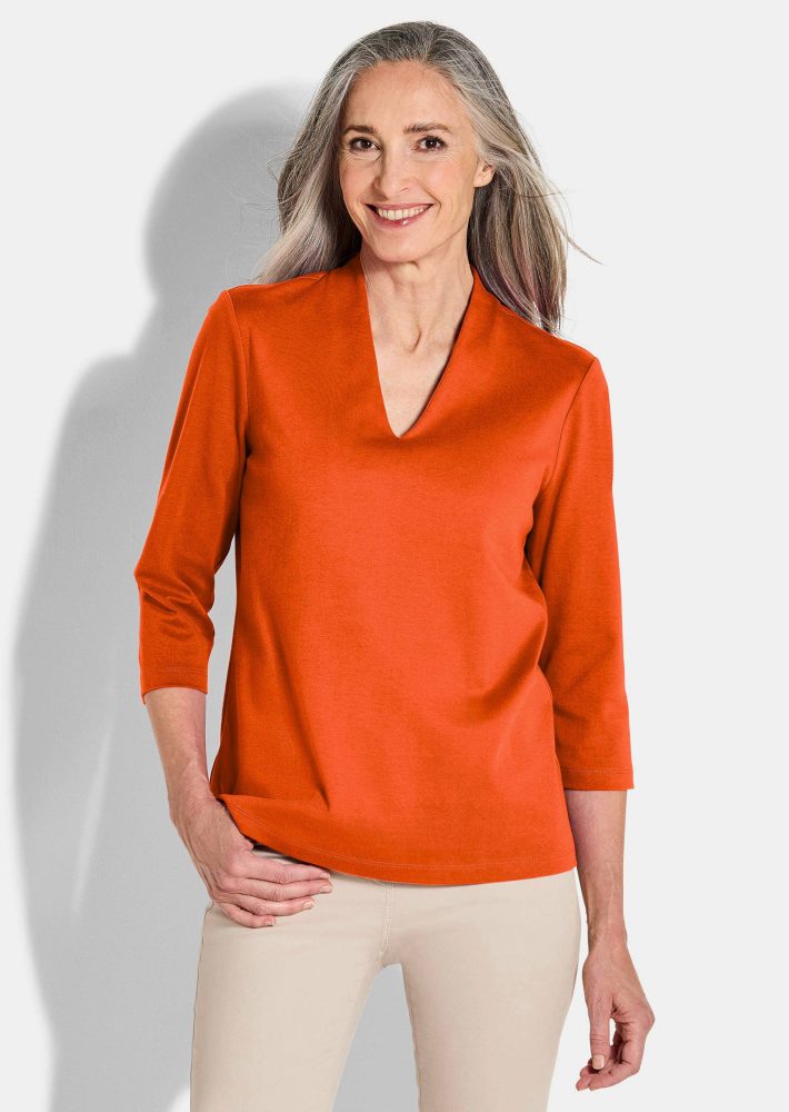 Basic-Shirt aus Interlock-Jersey - terrakotta - Gr. 20 von Goldner Fashion
