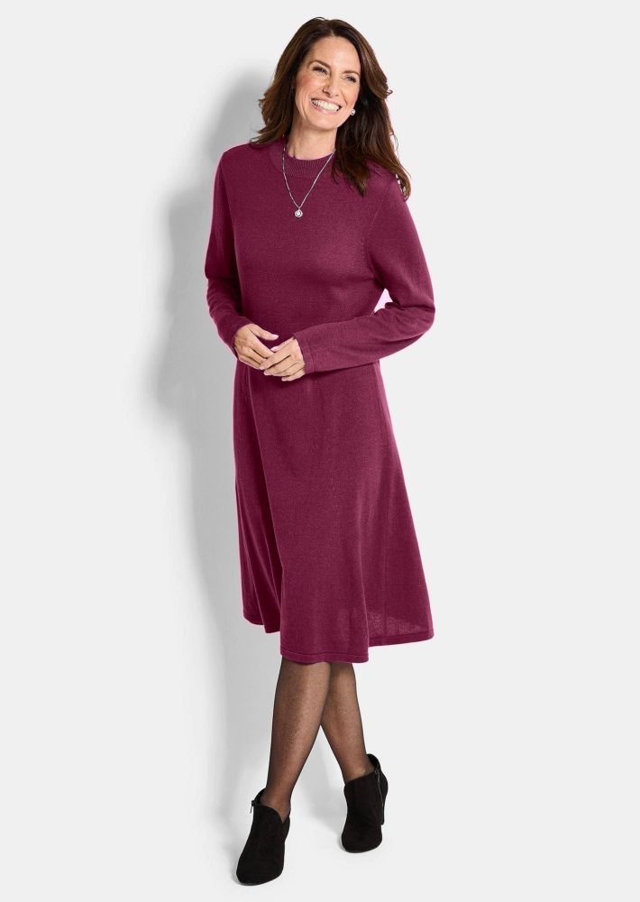 Strickkleid in femininer A-Linie - bordeaux - Gr. 21 von Goldner Fashion