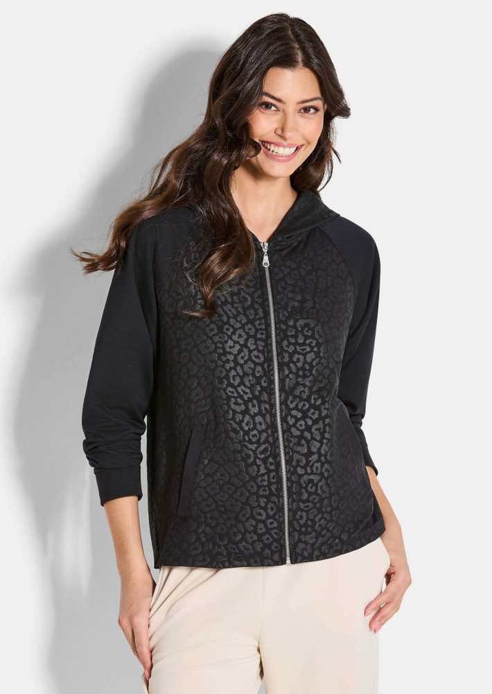 Freizeitjacke mit Animal Print - schwarz - Gr. 38 von Goldner Fashion