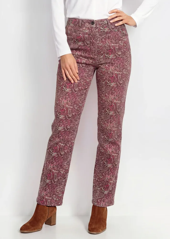 Cordhose LOUISA mit Paisleymuster - aubergine / cremeweiss / gemustert - Gr. 21 von Goldner Fashion