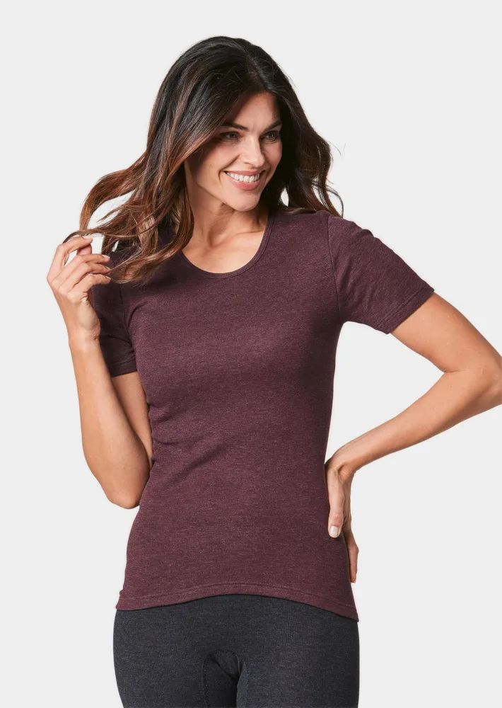 Thermo Damen-Unterwäsche T-Shirt - bordeaux / méliert - Gr. 36 von Goldner Fashion