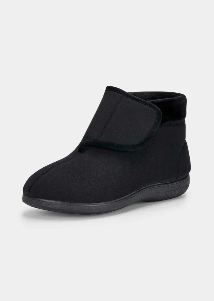 Hallux-Hausschuhe mit breitem Klettverschluss - schwarz - Gr. 37 von Goldner Fashion