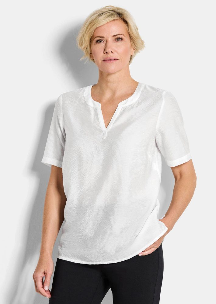 Pflegeleichte Bluse aus Seersucker - weiss - Gr. 25 von Goldner Fashion