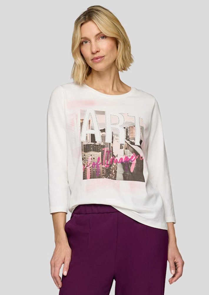 Baumwollshirt mit Frontmotiv - cremeweiss - Gr. 46 von Goldner Fashion