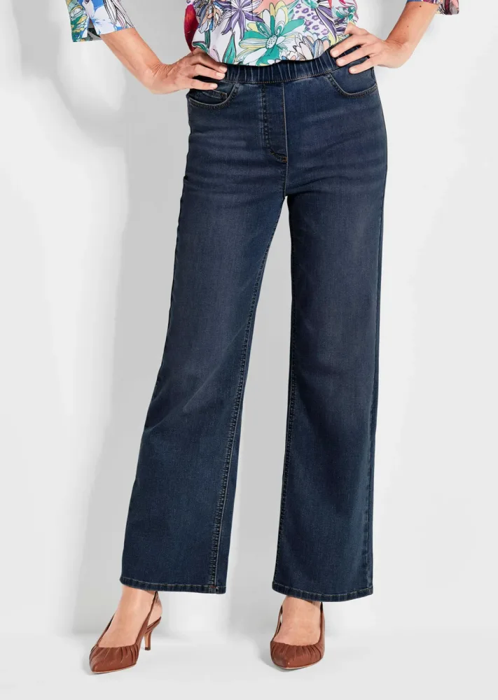 Jeansschlupfhose VERA mit weitem Bein - dunkelblau - Gr. 46 von Goldner Fashion