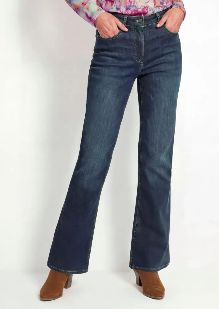 Jeans CARLA mit ausgestelltem Bein - blau - Gr. 48 von Goldner Fashion