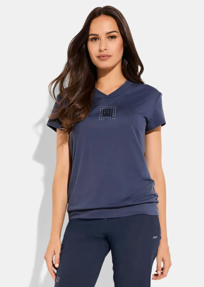 Funktionsshirt mit V-Ausschnitt - rauchblau - Gr. 36 von Goldner Fashion