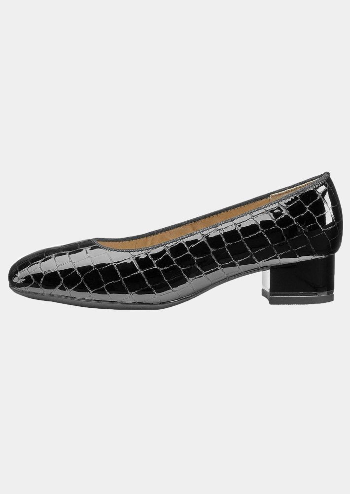 Pumps - schwarz / kroko - Gr. 41,5 von Goldner Fashion