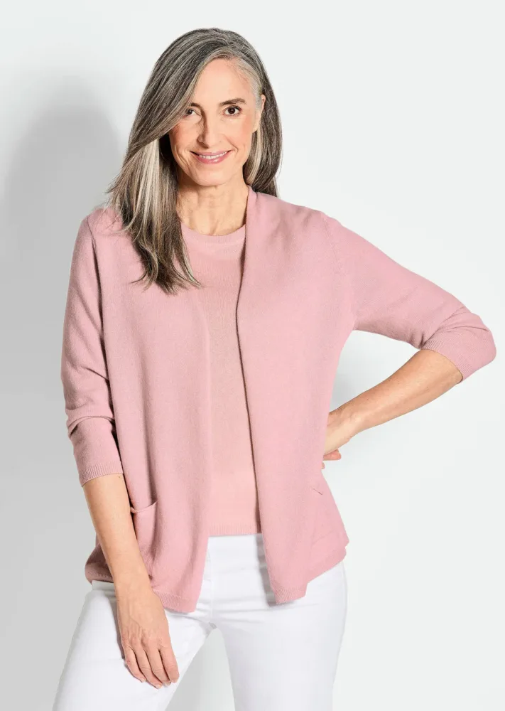 Kaschmir-Longstrickjacke - rosé - Gr. 21 von Goldner Fashion