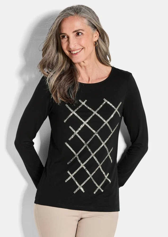Jersey-Shirt mit Pailletten - schwarz - Gr. 23 von Goldner Fashion