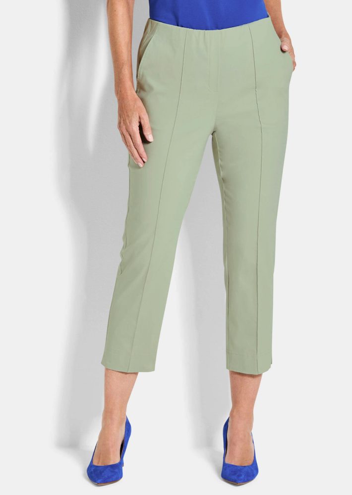 7/8-Bengalinhose BELLA mit Biesen - graugrün - Gr. 235 von Goldner Fashion