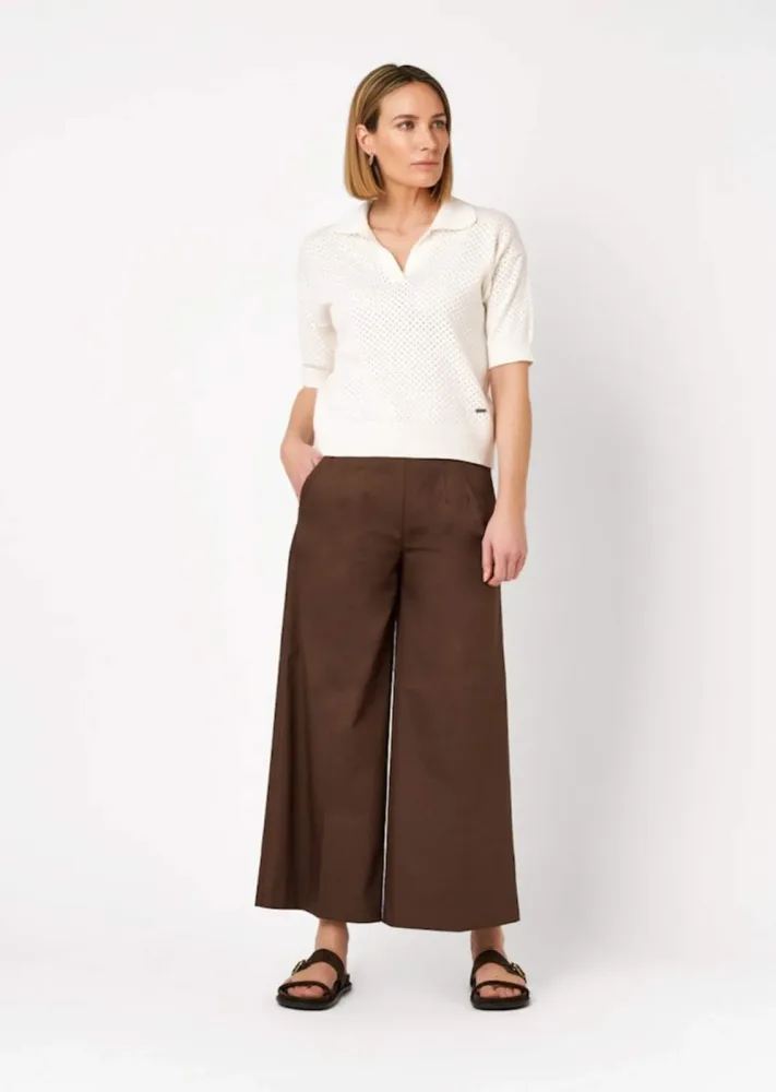 Luftige Culotte mit glatten Schlupfbund - braun - Gr. 38 von Goldner Fashion