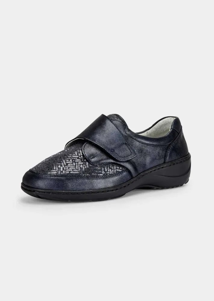 Halbschuhe mit breitem Klettverschluss - marine - Gr. 37 von Goldner Fashion