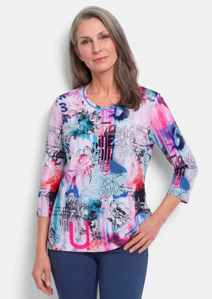 Druckshirt in kraftvollen Farben - bunt / gemustert - Gr. 38 von Goldner Fashion