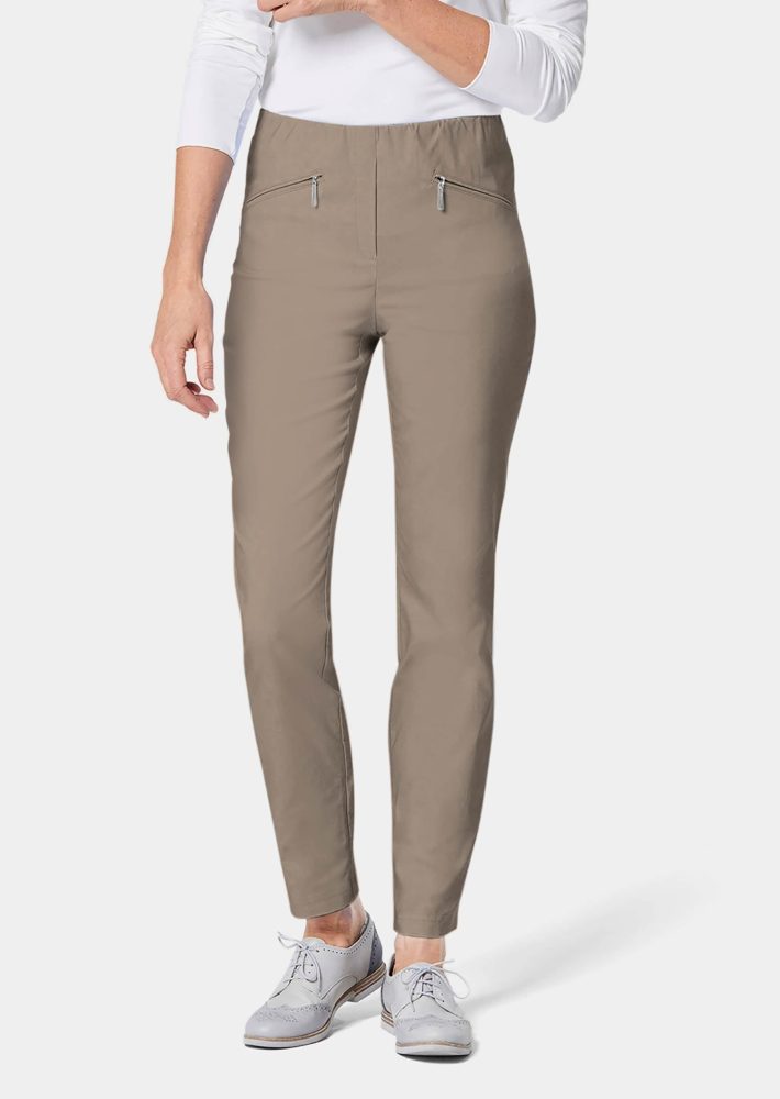 Schmale Bengalinhose LOUISA - taupe - Gr. 50 von Goldner Fashion