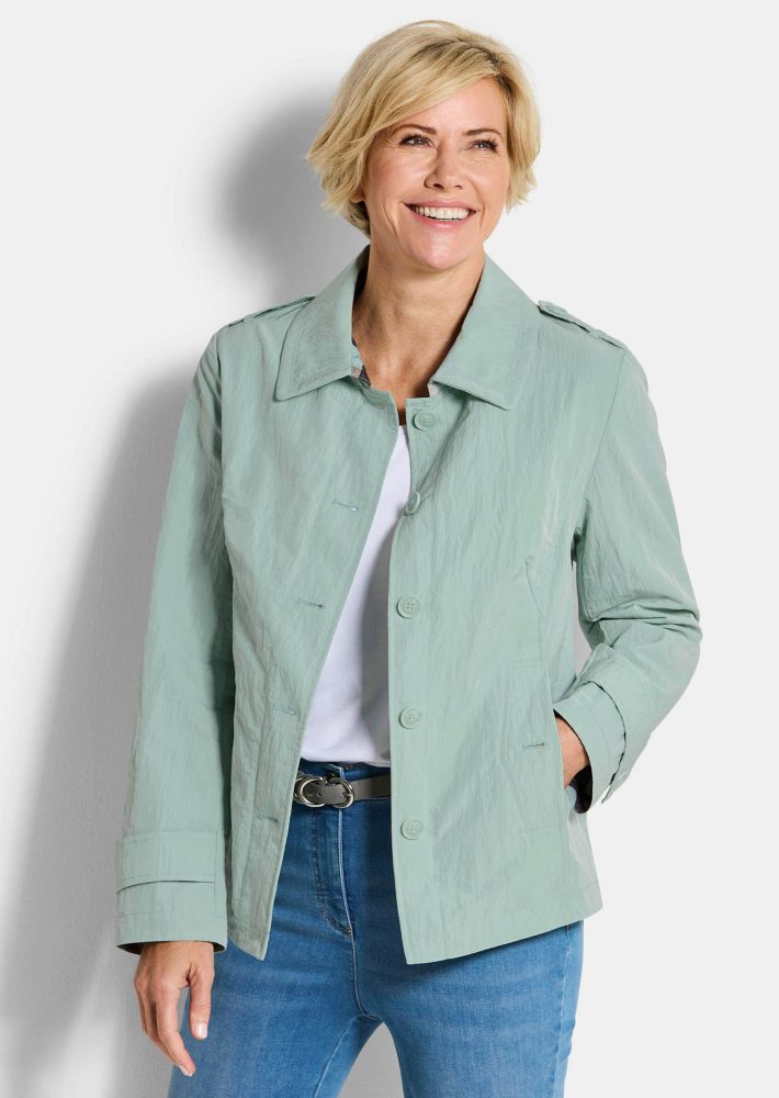 Trench-Jacke in Crash-Optik - salbei - Gr. 20 von Goldner Fashion