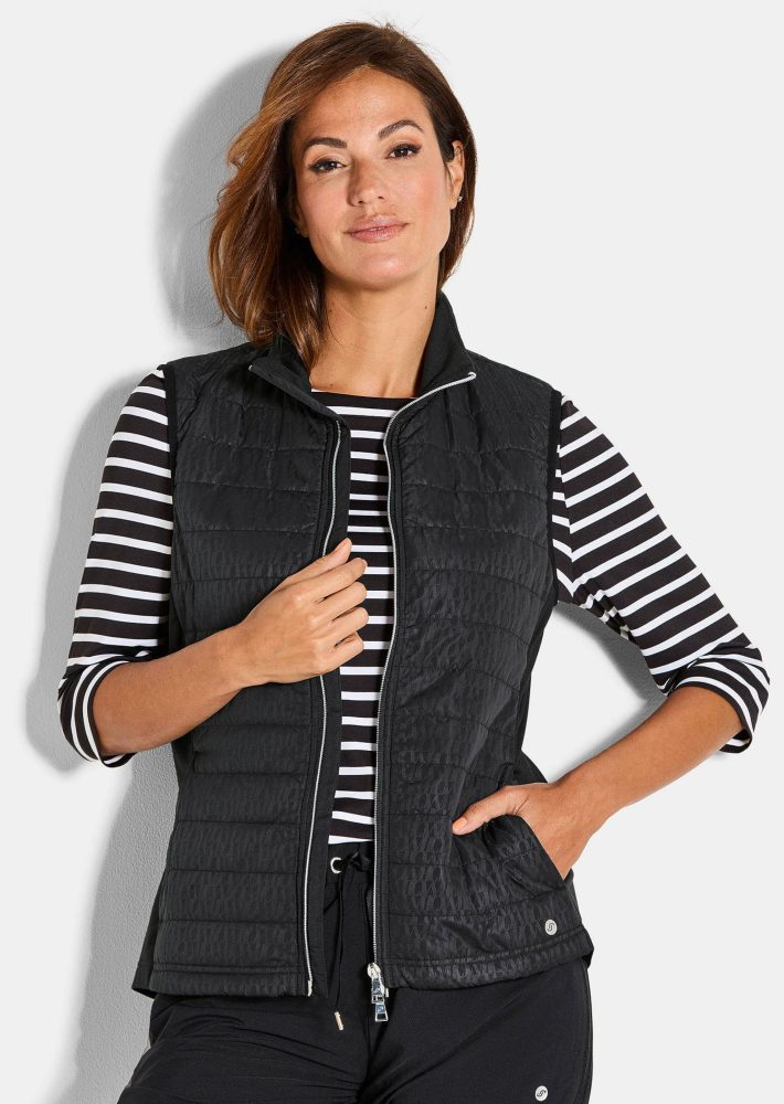 Steppweste mit Jersey-Einsätzen - schwarz - Gr. 46 von Goldner Fashion