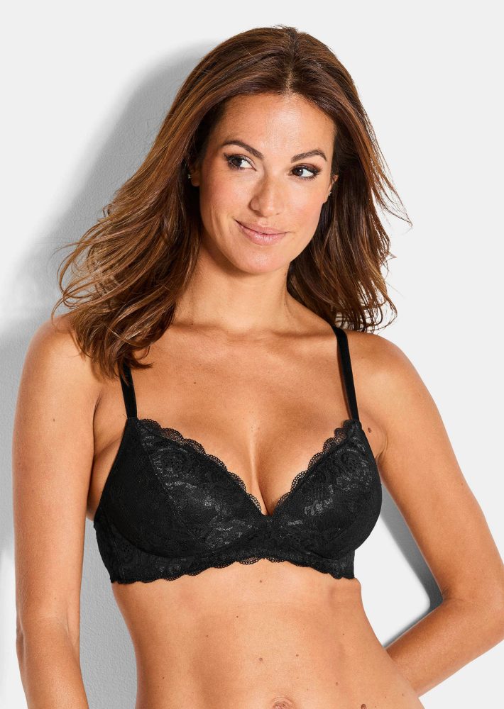 BH ohne Bügel mit Spitze - schwarz - Gr. 75 A von Goldner Fashion