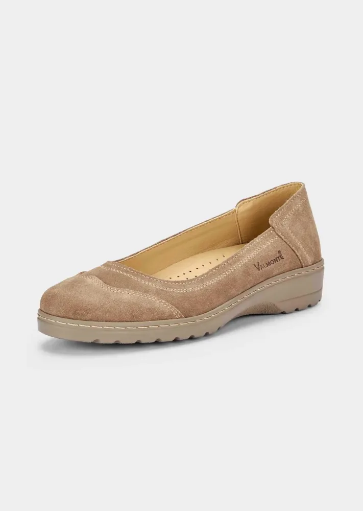 Leder-Ballerinas mit gesteppten Ziernähten - beige - Gr. 38 von Goldner Fashion