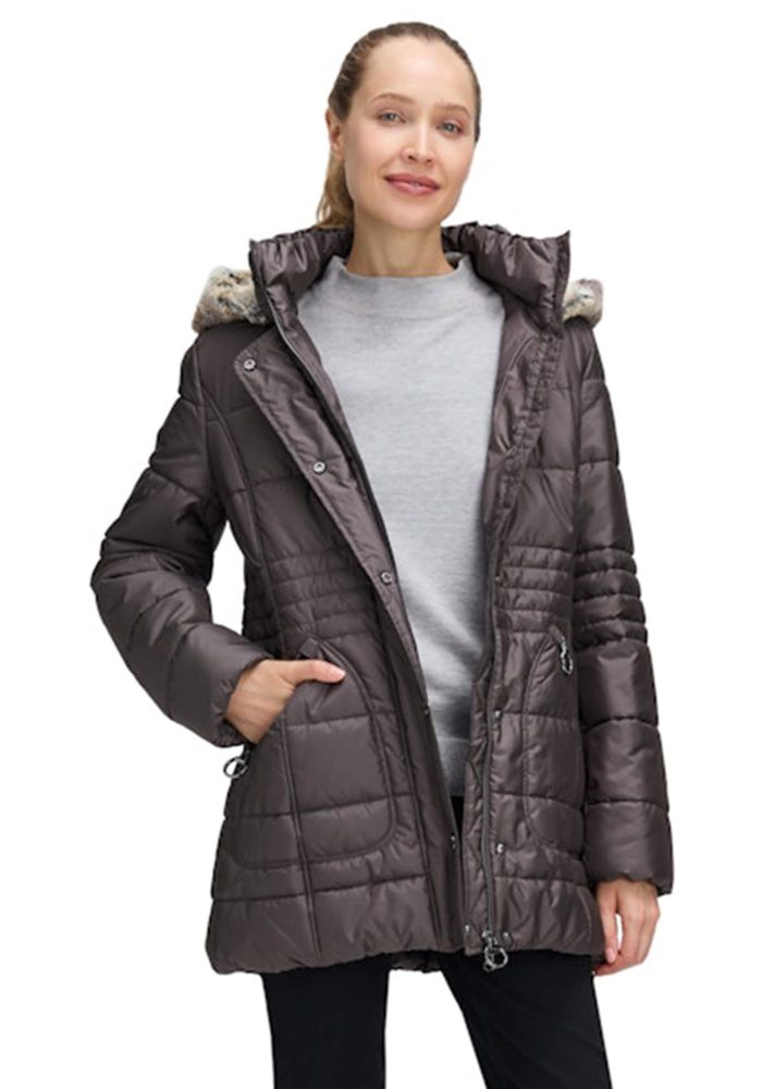Steppjacke mit kuscheliger Kapuze - braun - Gr. 46 von Goldner Fashion