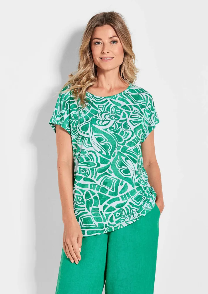 Druckshirt aus Viskose-Jersey - grün / gemustert - Gr. 46 von Goldner Fashion