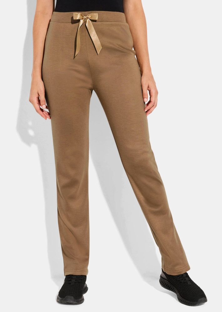 Jersey-Hose in Strickoptik - camel - Gr. 42 von Goldner Fashion