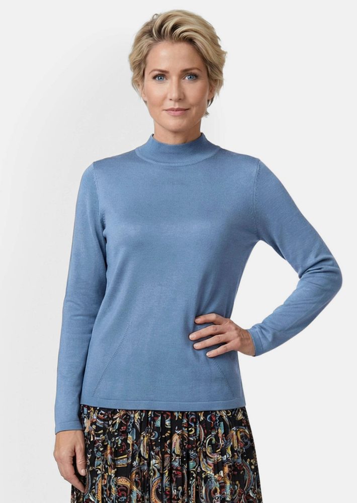 Unkomplizierter Stehbundpullover - rauchblau - Gr. 21 von Goldner Fashion