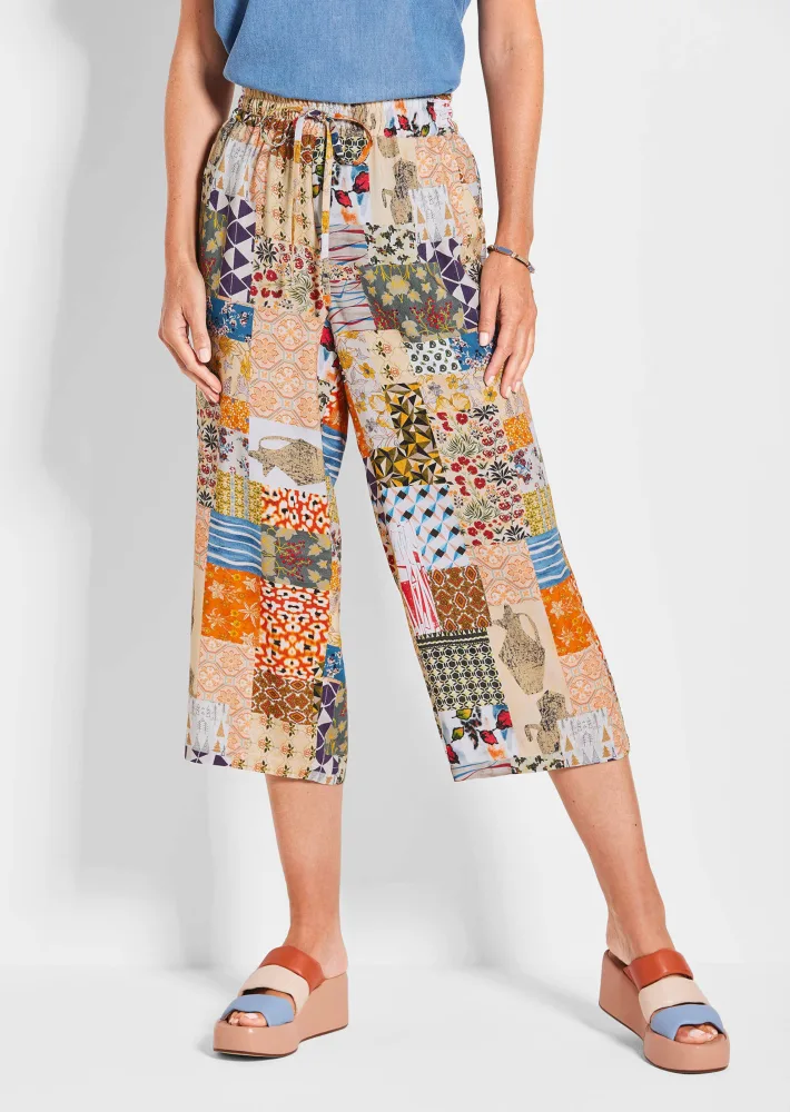 Culotte VERA mit Patch-Druck - gelb / gemustert - Gr. 22 von Goldner Fashion