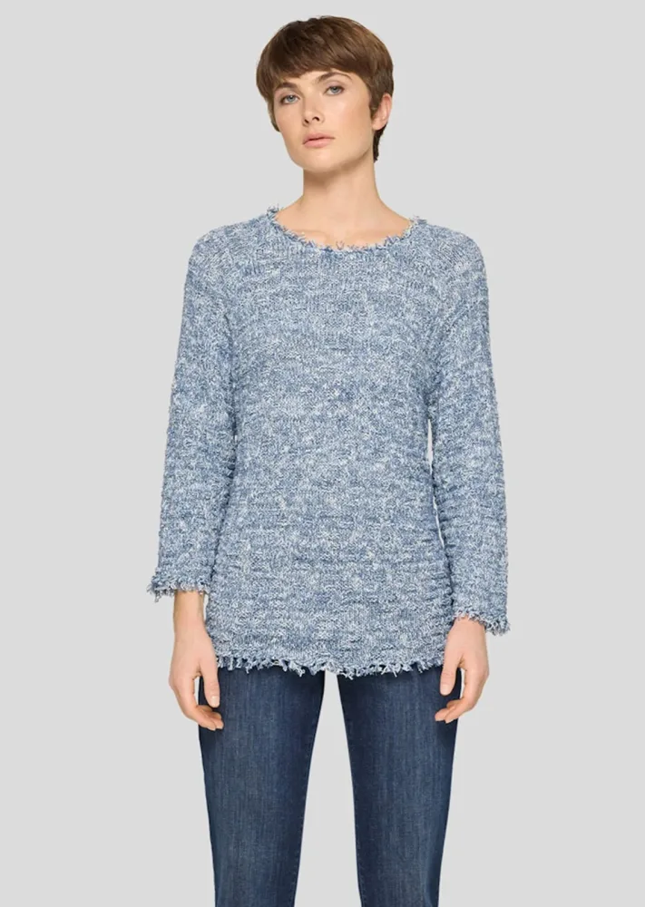 Strickpullover aus Effektgarn mit Pailletten - blau - Gr. 40 von Goldner Fashion