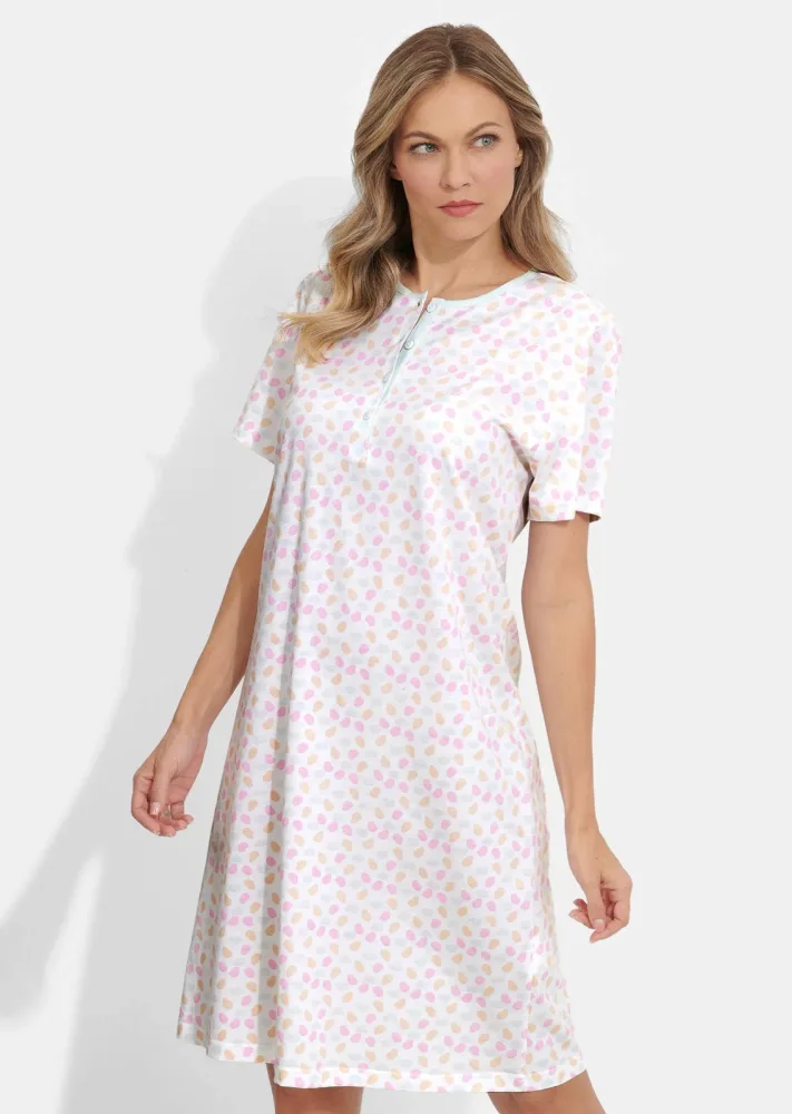 Nachthemden im 2er-Pack aus Baumwolle - rosé / gemustert - Gr. 20/21 von Goldner Fashion