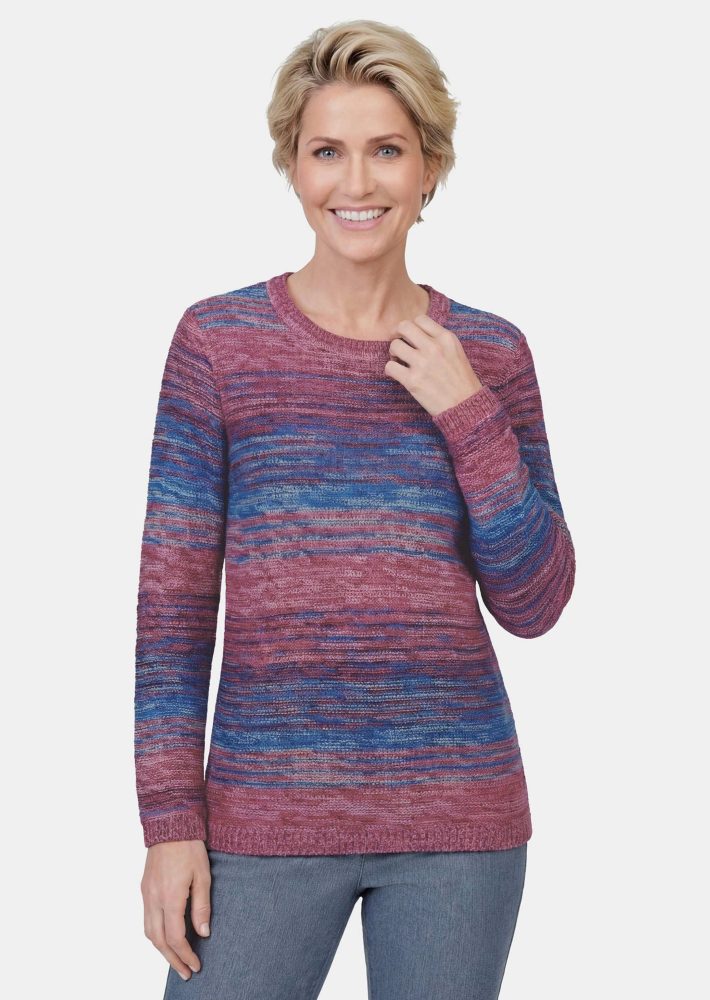 Multicolor-Pullover mit erfrischendem Farbverlauf - rot / hellblau / gemustert - Gr. 21 von Goldner Fashion