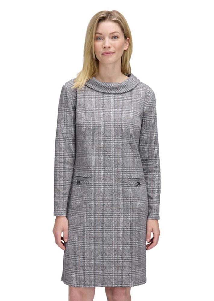 Jerseykleid aus Karo-Jacquard - grau / méliert - Gr. 42 von Goldner Fashion