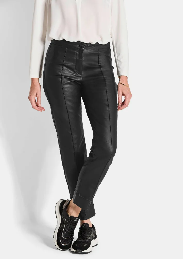 Beschichtete Hose BELLA in Leder-Optik - schwarz - Gr. 275 von Goldner Fashion