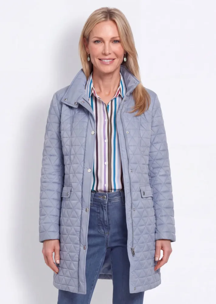 Stepp-Kurzmantel mit Stehkragen - rauchblau - Gr. 20 von Goldner Fashion