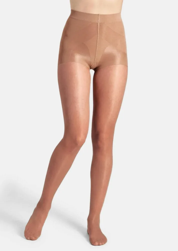 Push-Up Strumpfhose 20 DEN - camel - Gr. 5 von Goldner Fashion